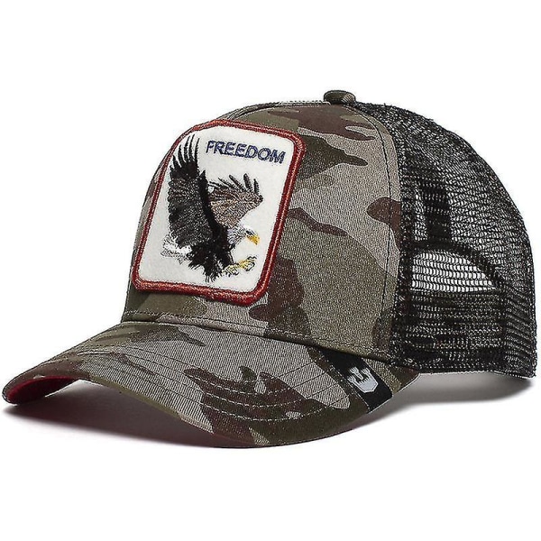 Animal Baseball Cap Sun Protection Mesh Brodert Trucker Hat Eagle Camouflage