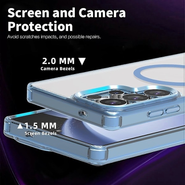 (Blue) Case for Samsung Galaxy S25 Ultra Compatible with MagSafe TPU+PC Transparent Mobile Case Blue
