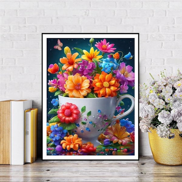 Diamantmålningsset för vuxna, blomstermotiv, 5D diamantmålningsset för nybörjare, diamantprickmålning full runda diamanter, konst och hantverk, kanvas