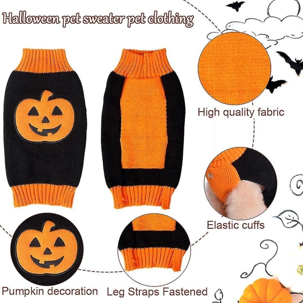 Skull Pumpkin Halloween Pet Genser Pet Costume