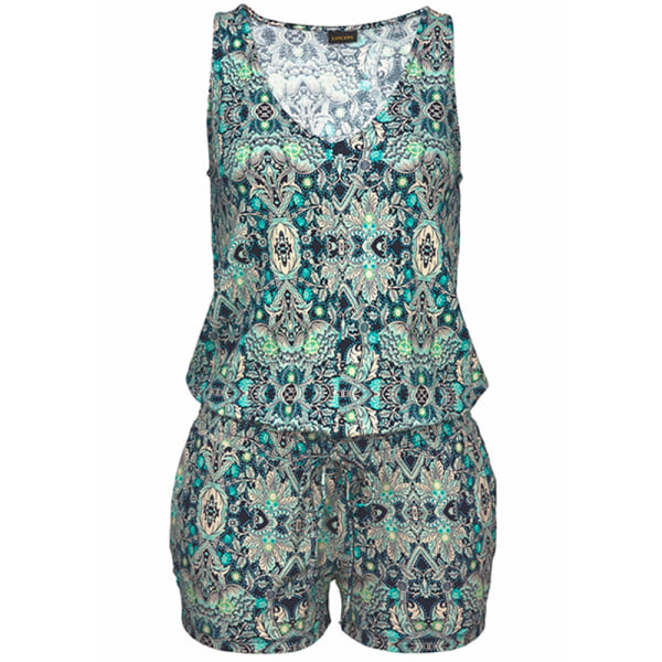 Mode ommar Dam V-ringad trykt Jumpsuit emester Fritid Green S