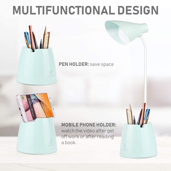 Skrivebordslampe for barn, LED dimbar 24 LED øyevennlig bordlampe 3 lysstyrkenivåer USB oppladbar berøringsbryter skrivebordslampe barn for lesing...
