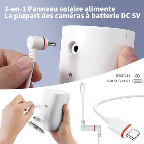 5W solcellelader for utendørs sikkerhetskameraer – DC 5V kompatibel med Micro USB og USB-C oppladbare batterikameraer