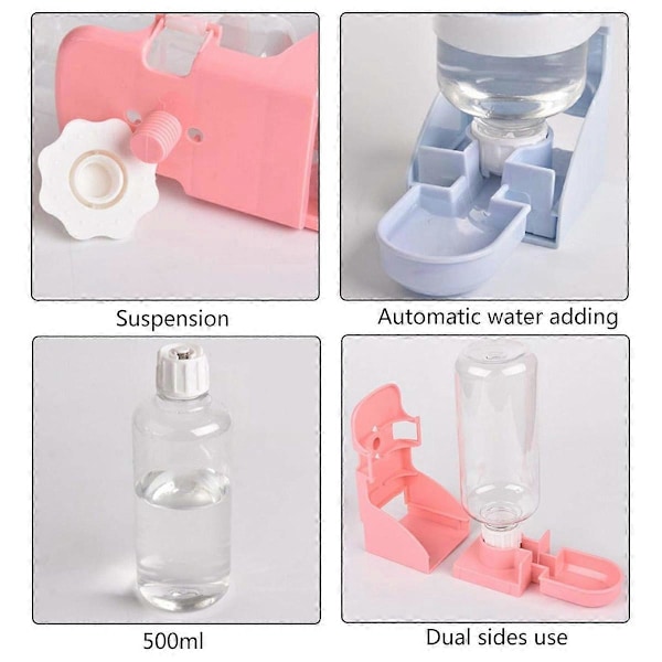 500ml Kaninbur Hengende Vanndispenser Automatisk Liten Dyr Vanndispenser for Kanin Chinchilla Piggsvin Ilder Hamster