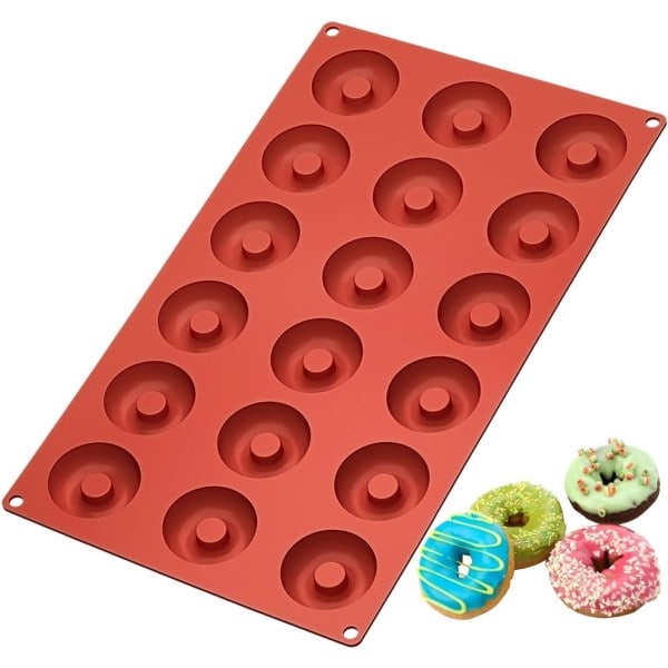 Silikon Mini Donutform, 18 Hull - Donutbakeform, Muffinsform, Kakeform, Kjeksform