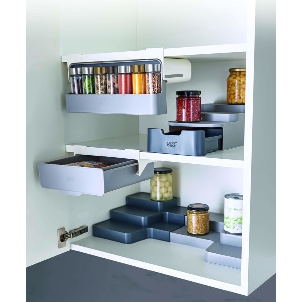 CupboardStore In-Cabinet Kitchen Storage Under Shelf Spice Rack Organizer Grey