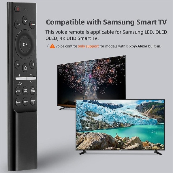 Fjernbetjening med stemmestyring til Samsung TV LED QLED OLED 4k Uhd Smart TV