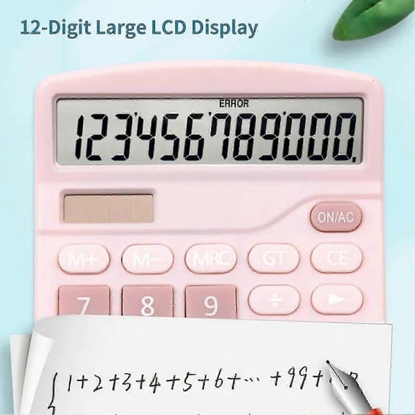 Bordskalkylator Standardfunktion med 12-siffrig Stor LCD-display Solceller & Batteri