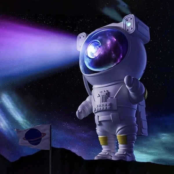Nattlampa - Stjärnprojektor med LED-lampa - Astronaut, galaxer, stjärnklar nattlampa med timer och fjärrkontroll för nebulosan (med fjärrkontroll)