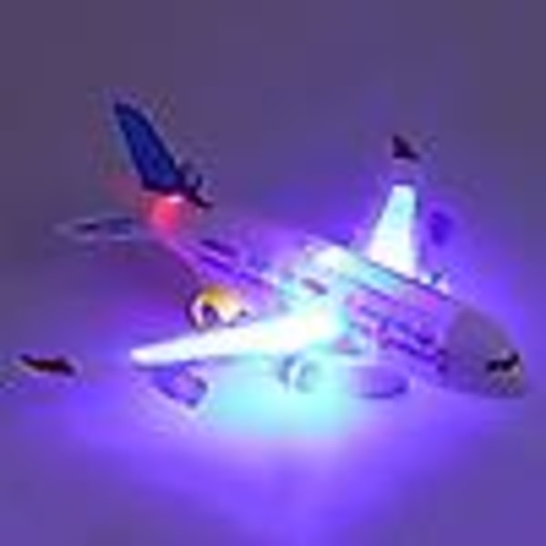 Elektriskt flygplan med musikljus Ljudleksaksplan A380-ljus Passagerarflygplansleksak Blue