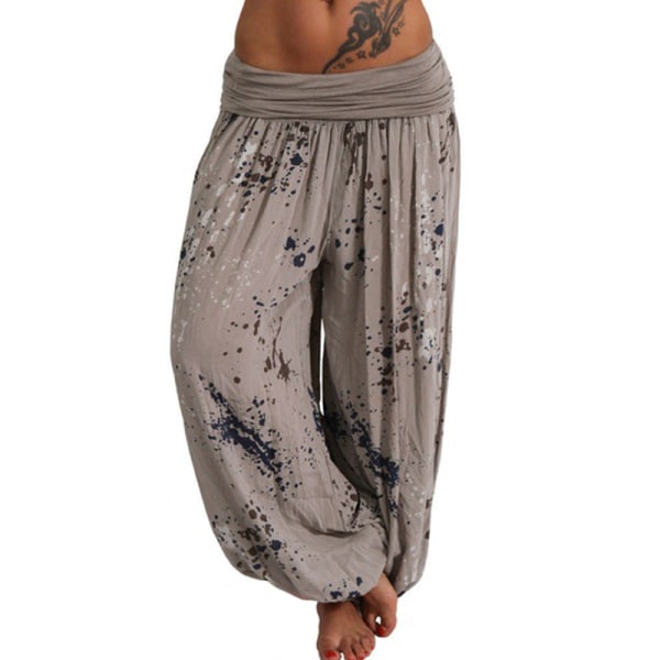 Kvinnor Boho Harem Pants Yoga Casual Baggy Hareem Byxa khaki XL