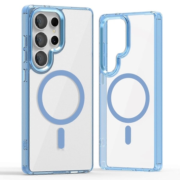 (Blå) Cover til Samsung Galaxy S25 Ultra Kompatibelt med MagSafe TPU+PC Transparent Mobilcover Blå