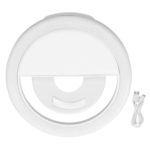Bærbar Rund LED Ring Light Makeup Lampe Hvid USB Opladning til Smartphone