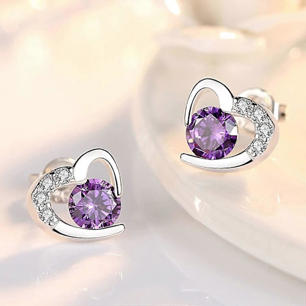Sølv Ørestikker til Kvinder, Ørestikker Hvidguld Cubic Zirconia Hjerte Ørestikker Smykker Gaver til Piger, 2024 Ping
