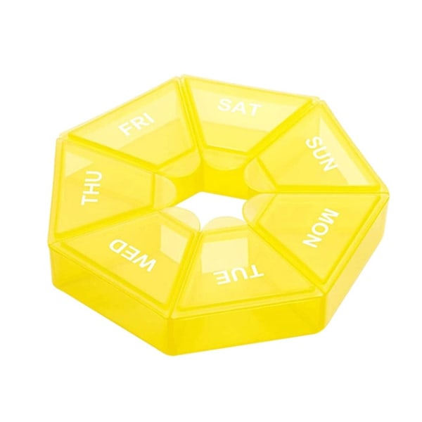 7 Grids Pill Plast Box Portable Storage Tablet Travel Yellow