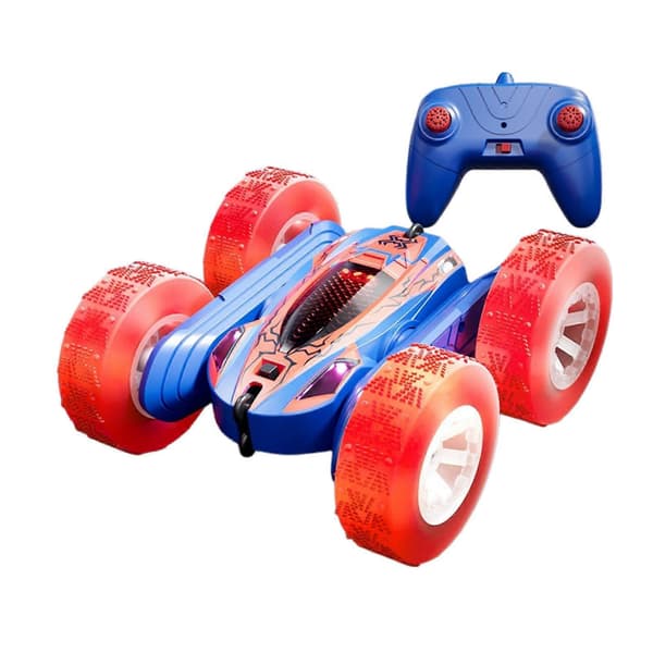 RC-Stuntbil Leksak Dubbelsidiga Fordon 360 Rotation med LED-ljus för Barn Red