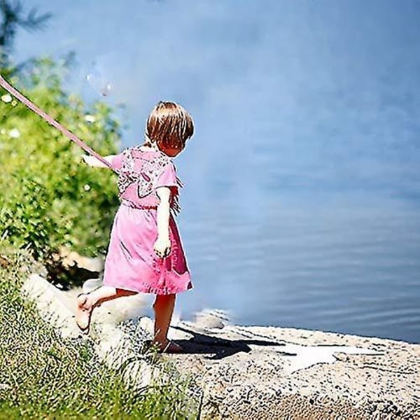 Småbarnssele + Anti-tapt håndleddsrem Barn Barnesikkerhetssele Barn Gåarmbånd Assistentbelte for jente Rosa gobelin (sommerfugl)