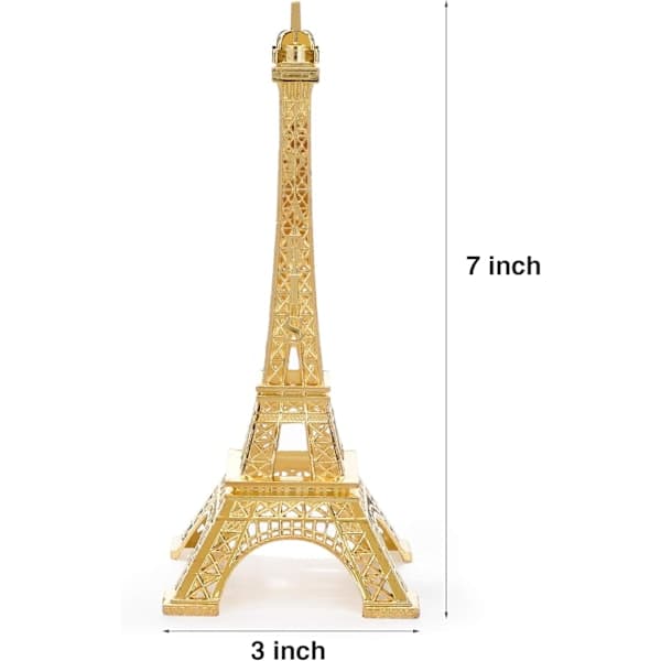 Eiffeltårnet statue dekor, 7 tommer legering metall samleobjekt replika suvenir rom, Paris Eiffeltårnet. (gull) gull