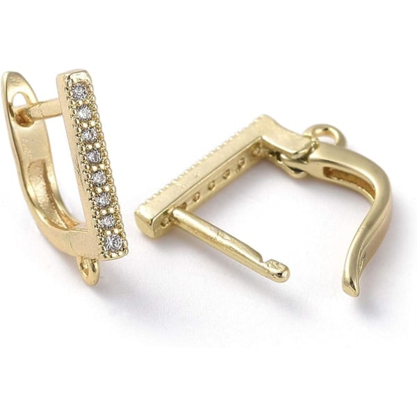 5 par/10 stk Cubic Zirconia Ørekroge Guldbelagt Messing Hævearmsøreringe 15x2mm til Kvinder Smykkefremstilling