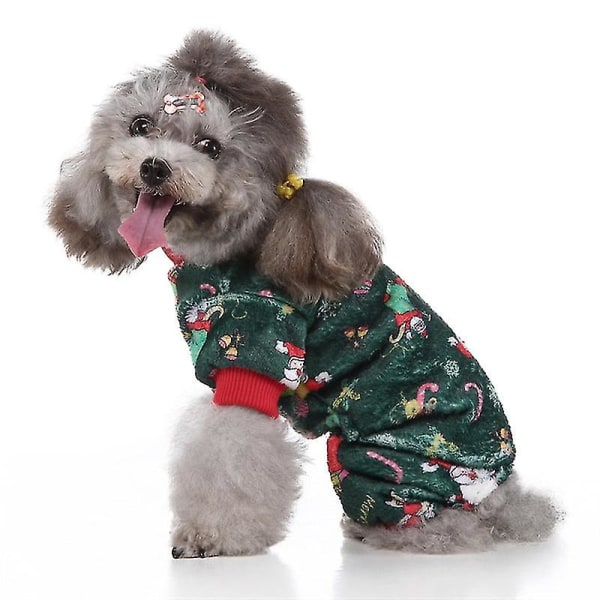 Christmas Winter Pet Dog Pyjamas Jumpsuit För Små Hundar Shih Tzu Yorkshire Pullovers Mjuk Fleece Valp Kattkläder Husdjur Kläder 10 L