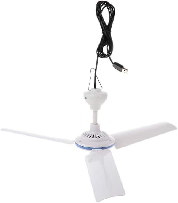Bærbar 5V USB-loftventilator, ideel til camping, brug ved sengen og udendørs aktiviteter. Mini hængende loftventilator.