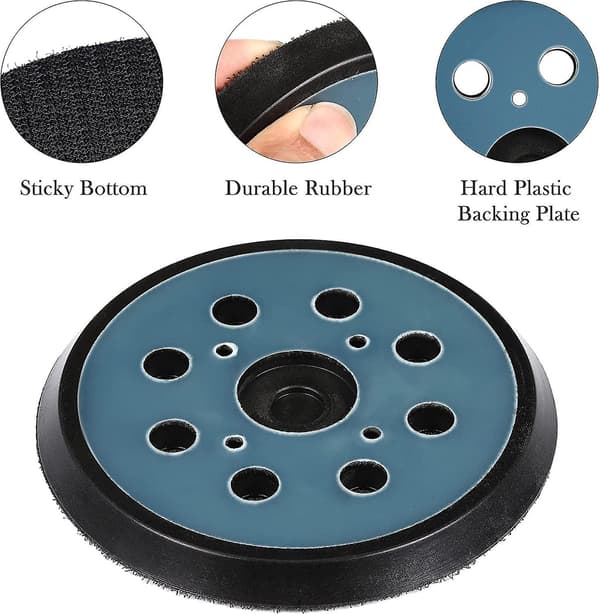 2 Stykker 125mm 8 Hull Borrelås Orbital Sander Pad Erstatning Slipepute (Blå)