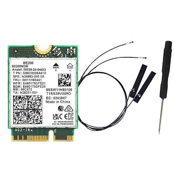 WIFI 7 BE200 BE200NGW WiFi Kort+Antenne BT 5.4 802.11AX Tri-Band M.2 NGFF Trådløst Netværksadapter f