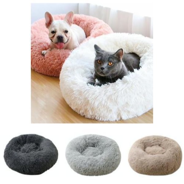 Fluffig Hundbädd / kattbädd, Hundsäng / kattsäng - dogbed/catbed 70cm - Ljusgrå