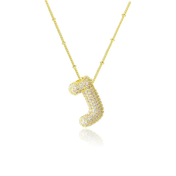 Bokstavshänge Mässing Bubble Letter Halsband Temperament Mode 26 Engelska Bokstav Halsband gold J