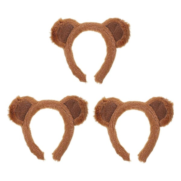3/4 stk/sæt Brun Bjørn Ører Hårbøjle Plys Dyr Ører Kostume Hårbøjle Halloween Cosplay Hårtilbehør 4 stk