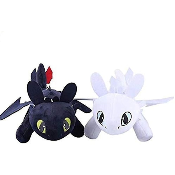 2 st/set Draktränaren 3 Tandlös Ljus & Nattfuri Mjuk Leksak 27cm - Perfekt
