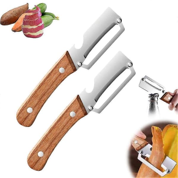 Multifunksjonell frukt- og grønnsaksskreller, tykt rustfritt stål 2pcs