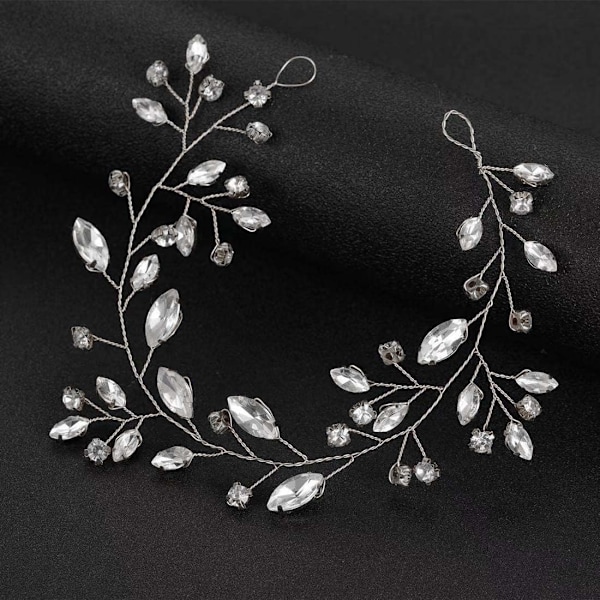 Brude Bryllup Tiara Krystal Hårbøjle Sølv Brude Blomster Hårpynt til Kvinder og Piger