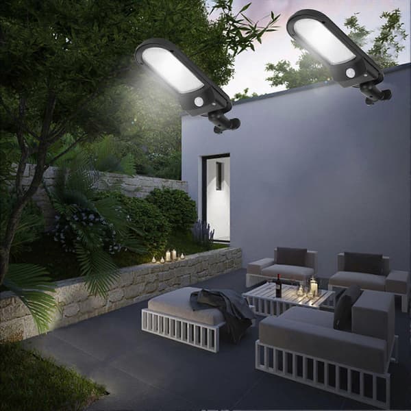 LED Solcellelampe Utendørs Hage Bevegelsessensor Lys IP65 Vanntett Svart