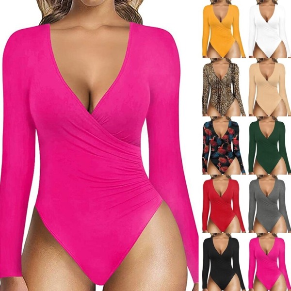 Dam blommönster print Romper V-hals Body Holiday Blommigt tryck S