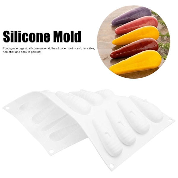 12 Ruter Silikonform i Gulrotform for Kake, Mousse og Sjokolade - Baking