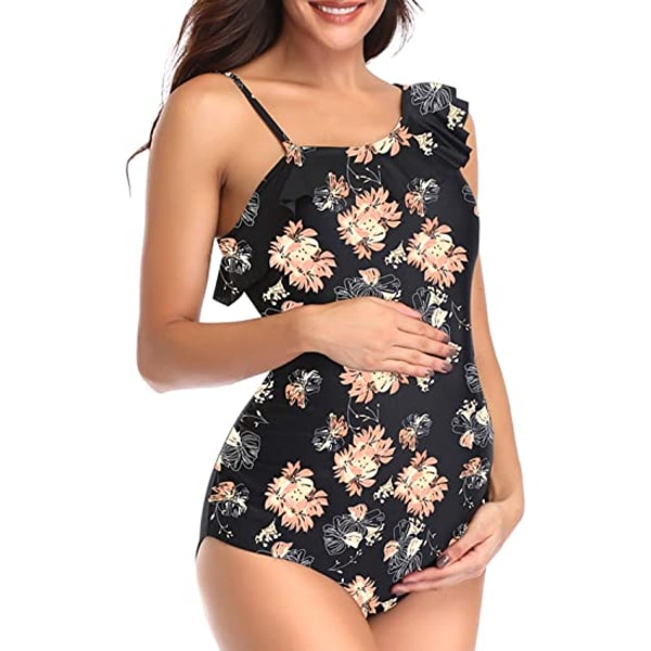 Maternity Off Shoulder One Piece Baddräkt Ruffle Flower 2XL Flower 2XL