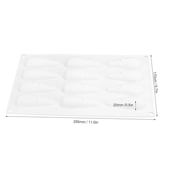 12 Ruter Silikonform i Gulrotform for Kake, Mousse og Sjokolade - Baking