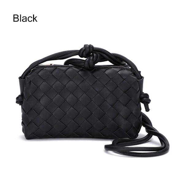 Säsongskampanj! Högkvalitativ Crossbody-väska för dam PU flätad SVART Svart