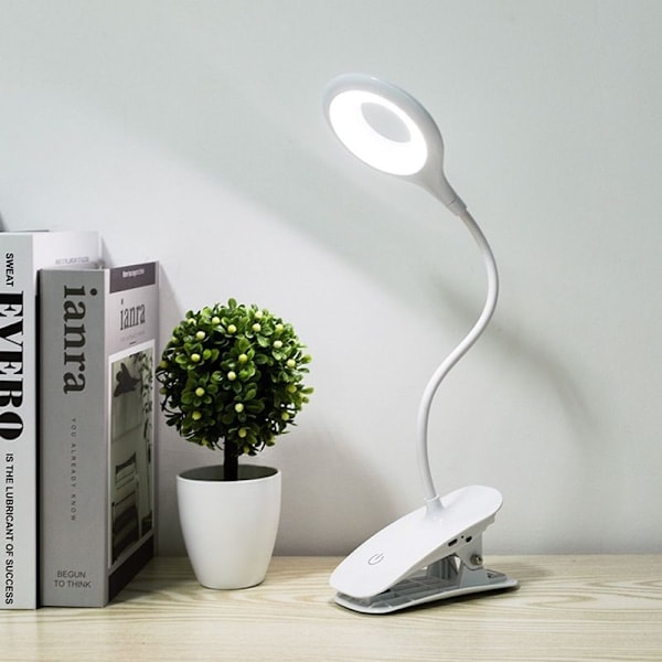 LED-klipsivalaisin lukuvalo klipsillä kosketussensorilla, valkoinen