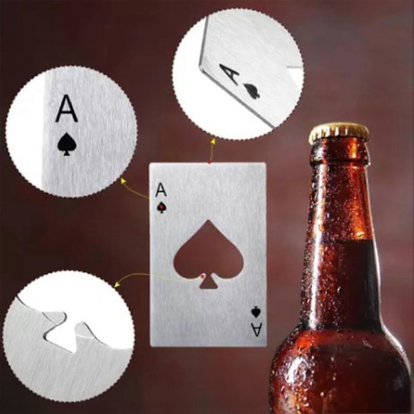20 st Rostfritt Stål Pokerkort Flasköppnare Rostskydd Utsökt Ölflasköppnare för Fest Hem