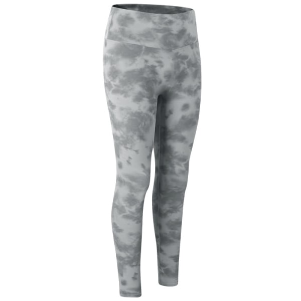 Naisten korkeavyötäröinen kuntosali leggingsit Fitness portti Löp Yoga Byxor Tie Dye Ljus Grey S