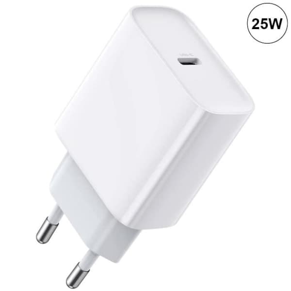 25W Hvit USB-C Hurtiglader for iPhone 16 Pro Max, iPhone 16 Pro, iPhone 16, iPhone 16 Plus
