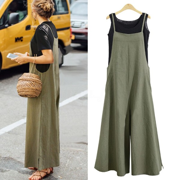 sele jumpsuit ren färg vida byxor green S