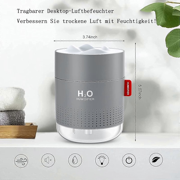 Hydration Companion, Kontinuerlig & Intermittent Spray, Resevänlig Mini Luftfuktare för Skrivbord, Säker Automatisk Avstängning, Uppladdningsbar USB Personlig