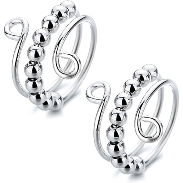 2 st Silver Fidget Ringar mot Stress och Ångest