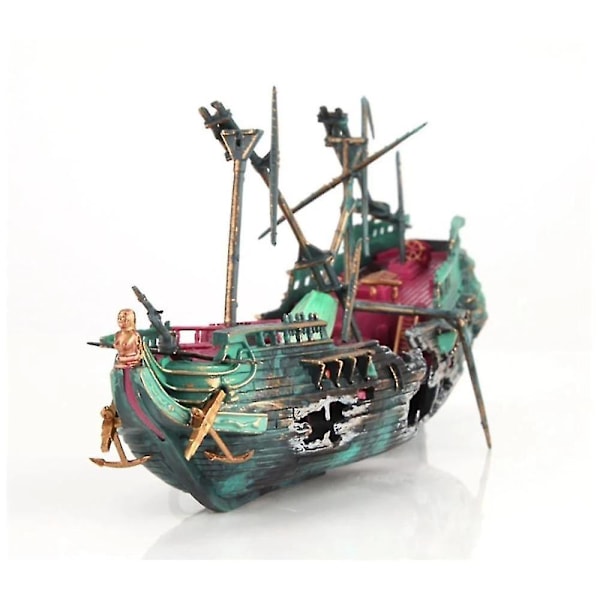 Stor Akvarium Skeppsvrak Dekor Båt Plast Set Resin Skepp Fisk Tank Ornament För Akvarium Dekor A