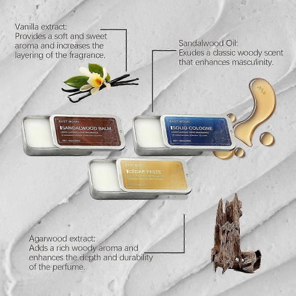 Solid Balm for men, bærbar solid balm for langvarig duft, forfriskende og ikke-klebrig SOLID COLOGNE