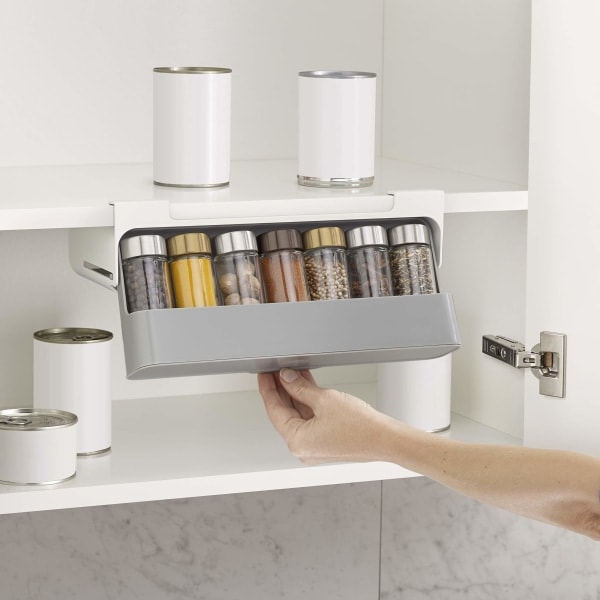 CupboardStore In-Cabinet Kitchen Storage Under Shelf Spice Rack Organizer Grey