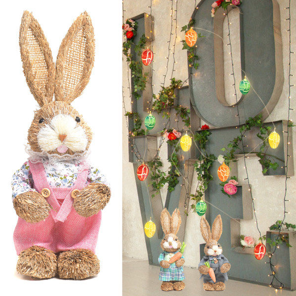 Simulerings Påske Kanin Dekoration 32/45*15cm Bunny Figur Cattail Håndværk Ornament Gave Til Hjem Ferie 7